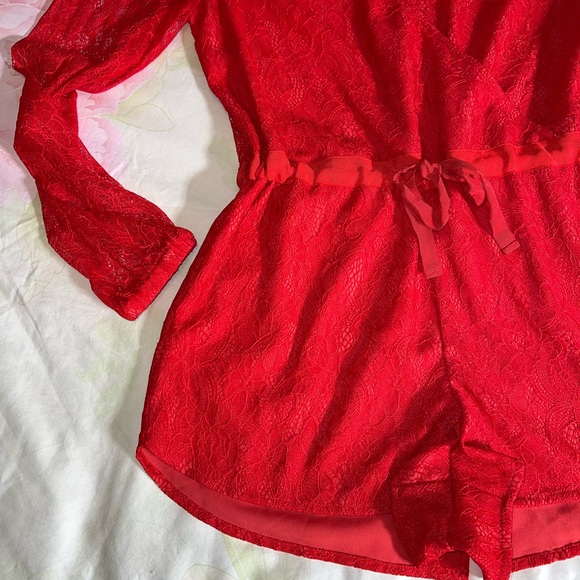 ♥️ Stylestalker Romper lace shorts Red - Picture 8 of 15